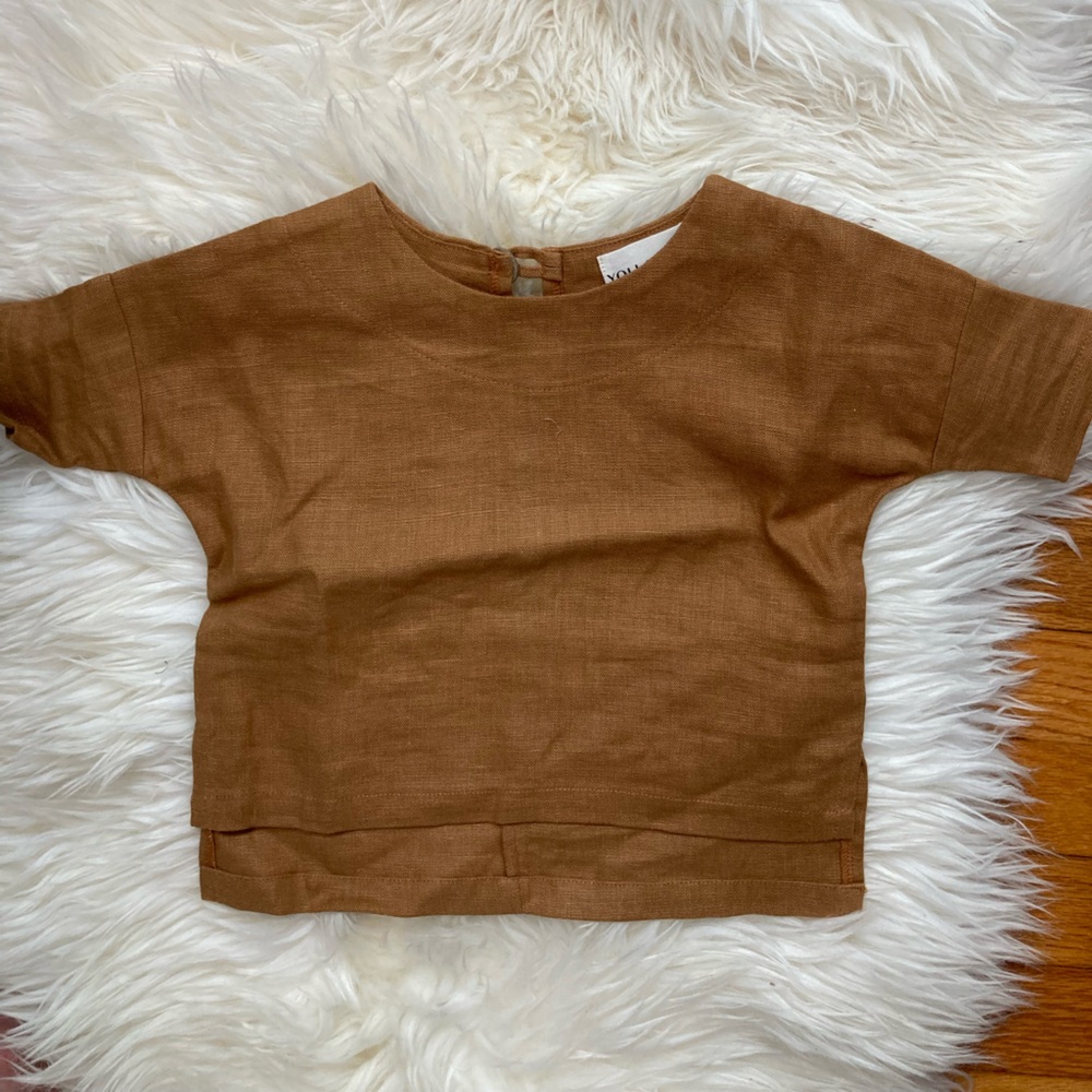 Rust Brown Linen Crop Top